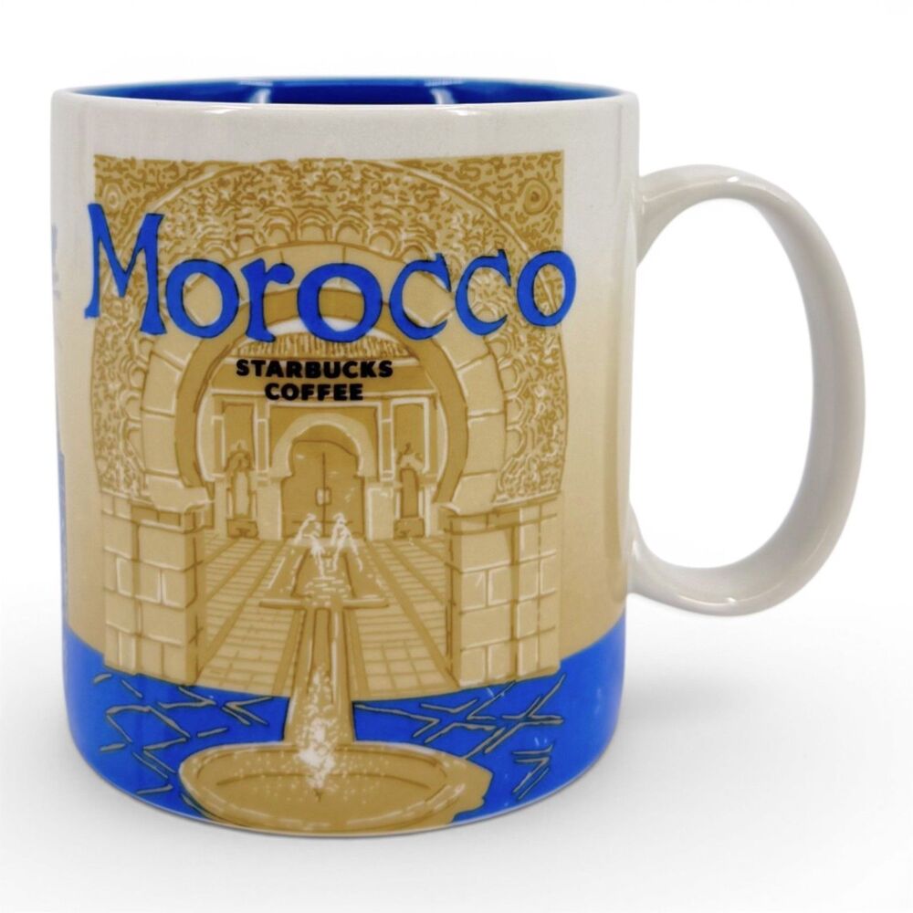 Starbucks Coffee 2012 Global Icon Collector Series Morocco Coffee Mug 16oz Blue